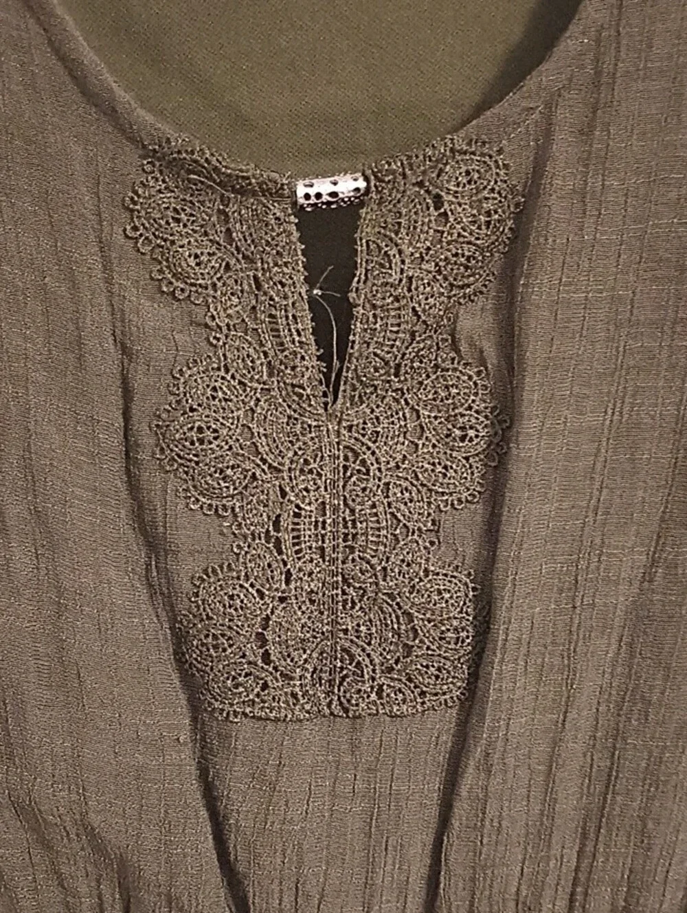 Indigo Rose Sleeveless Olive Maxi Dress with Lace Trim - Picture 8 of 10